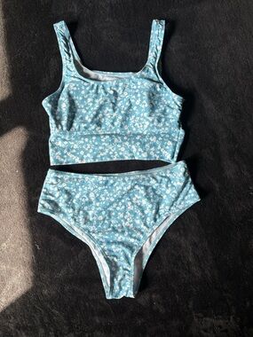 Kids Blue Floral Bikini Set - Comfortable Two-Piece Swim